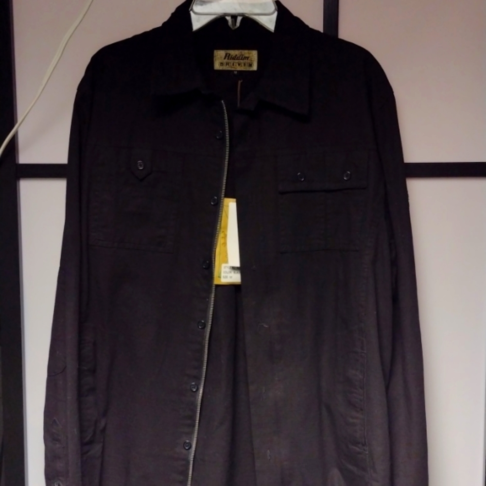Men's Riddim Driven black button and zip shirt/jacket sz M